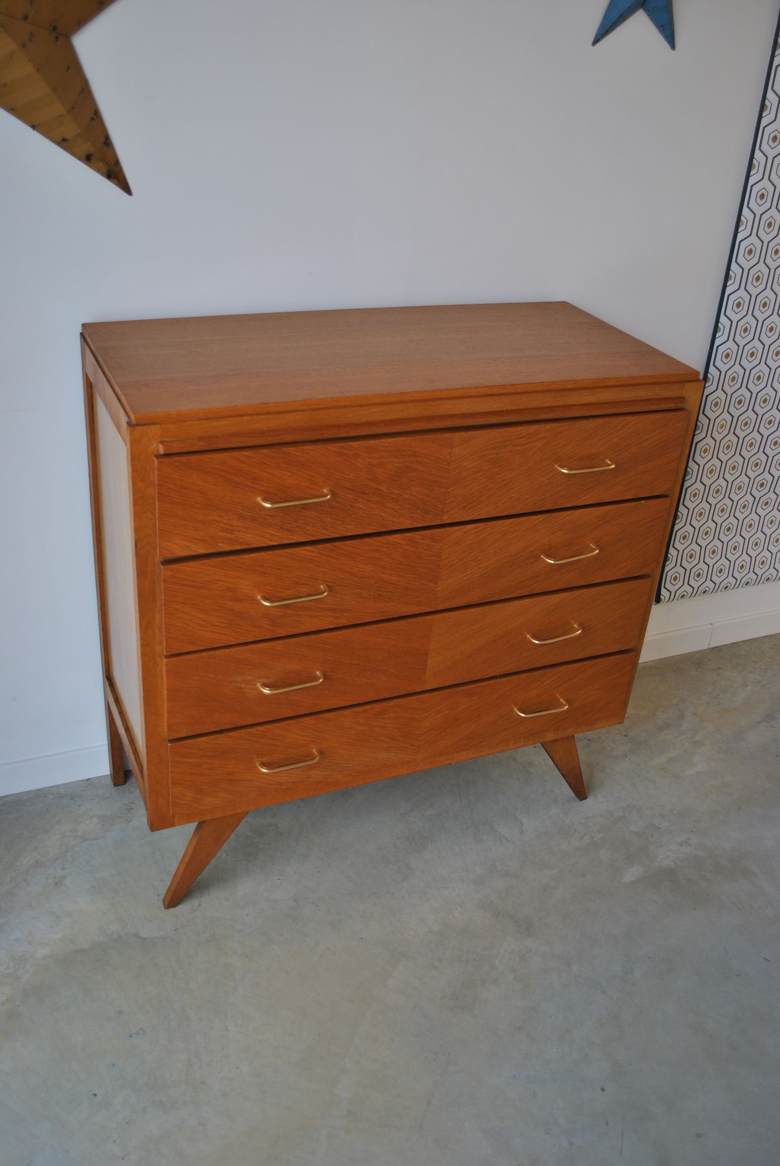 Chest of drawers vintage feet compass 1970