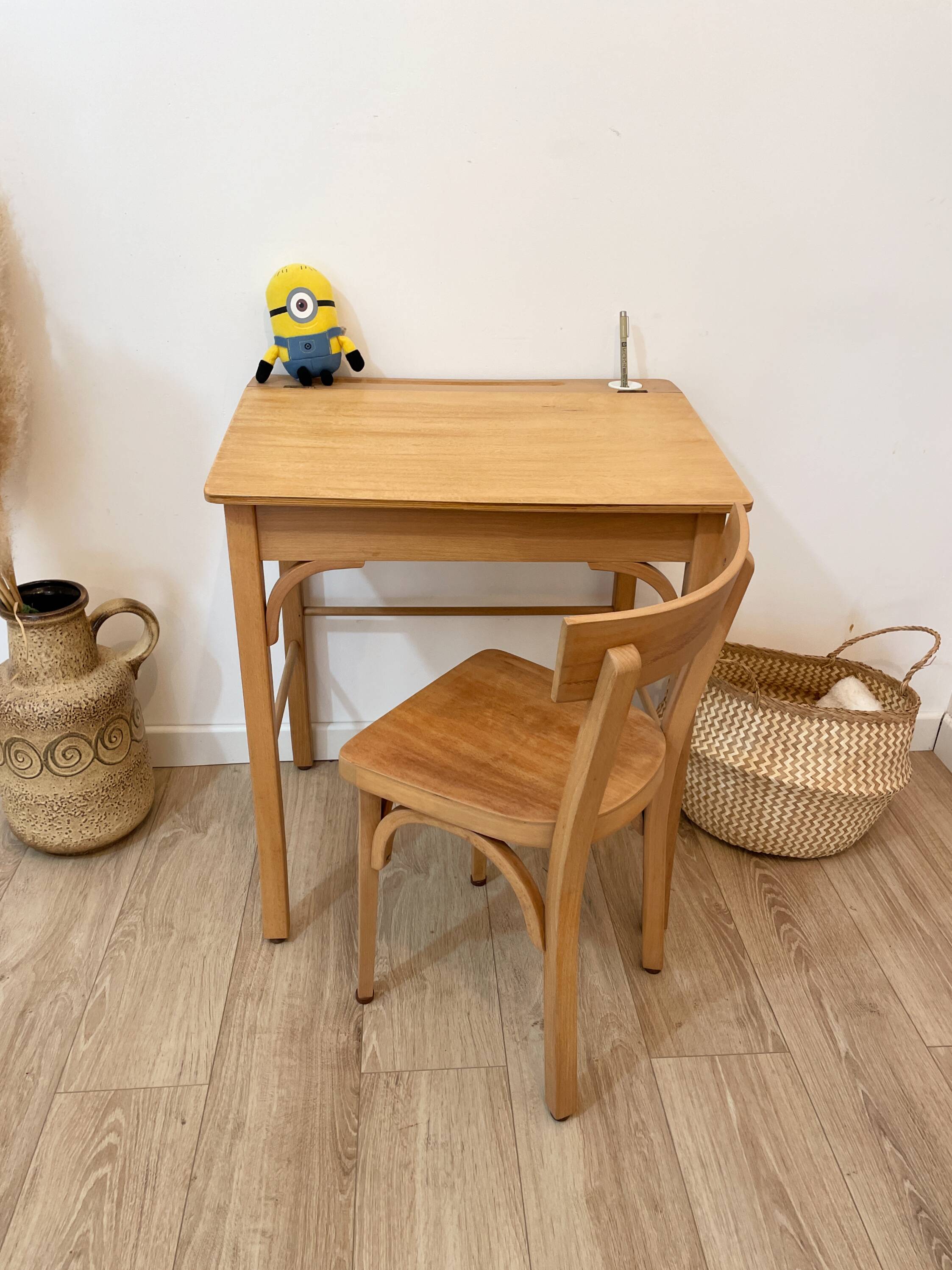 Pupitre/Bureau enfant et sa chaise - Baumann - Années 50/60
