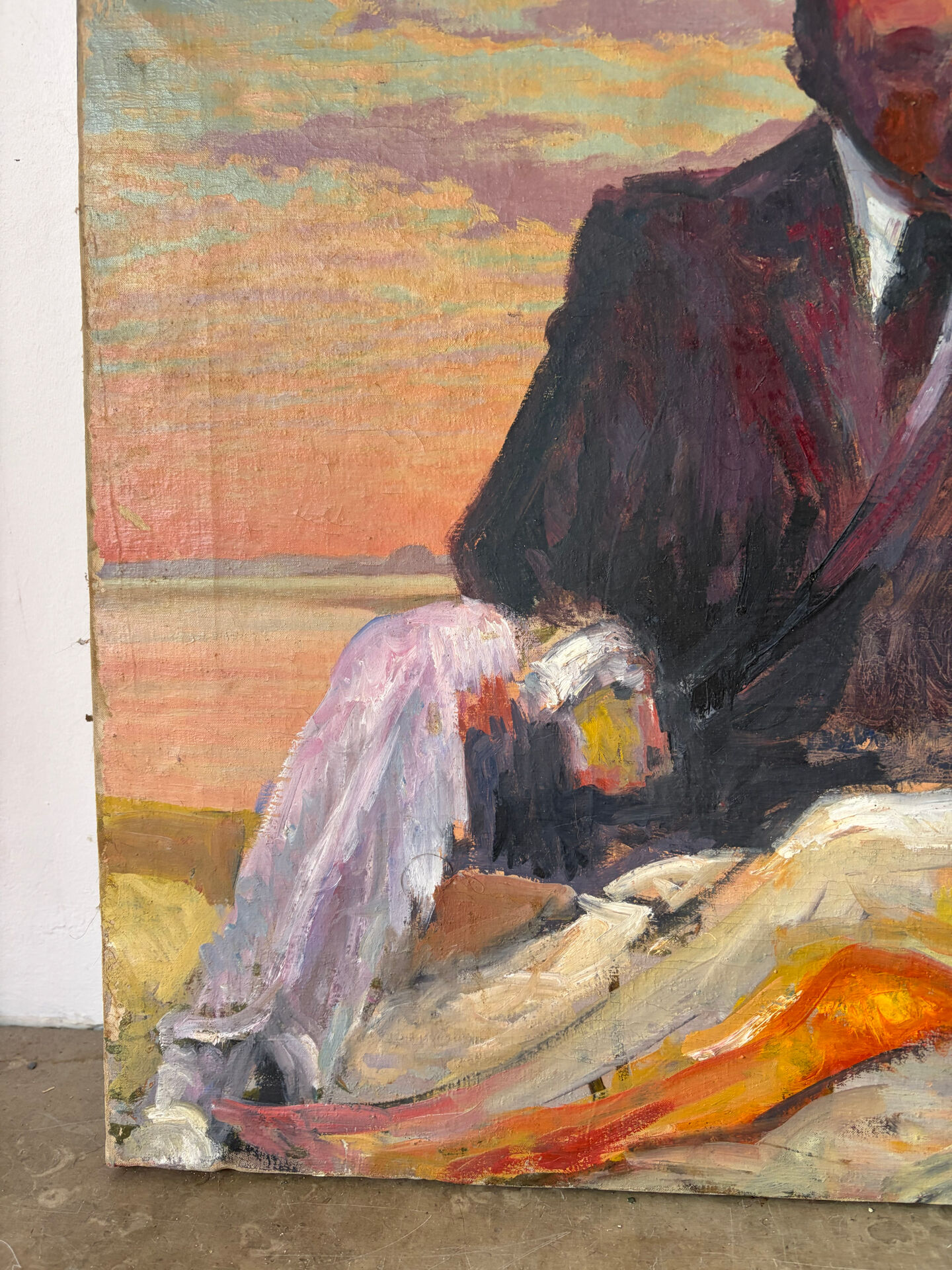 Family portrait at the beach signed Patrice Landauer