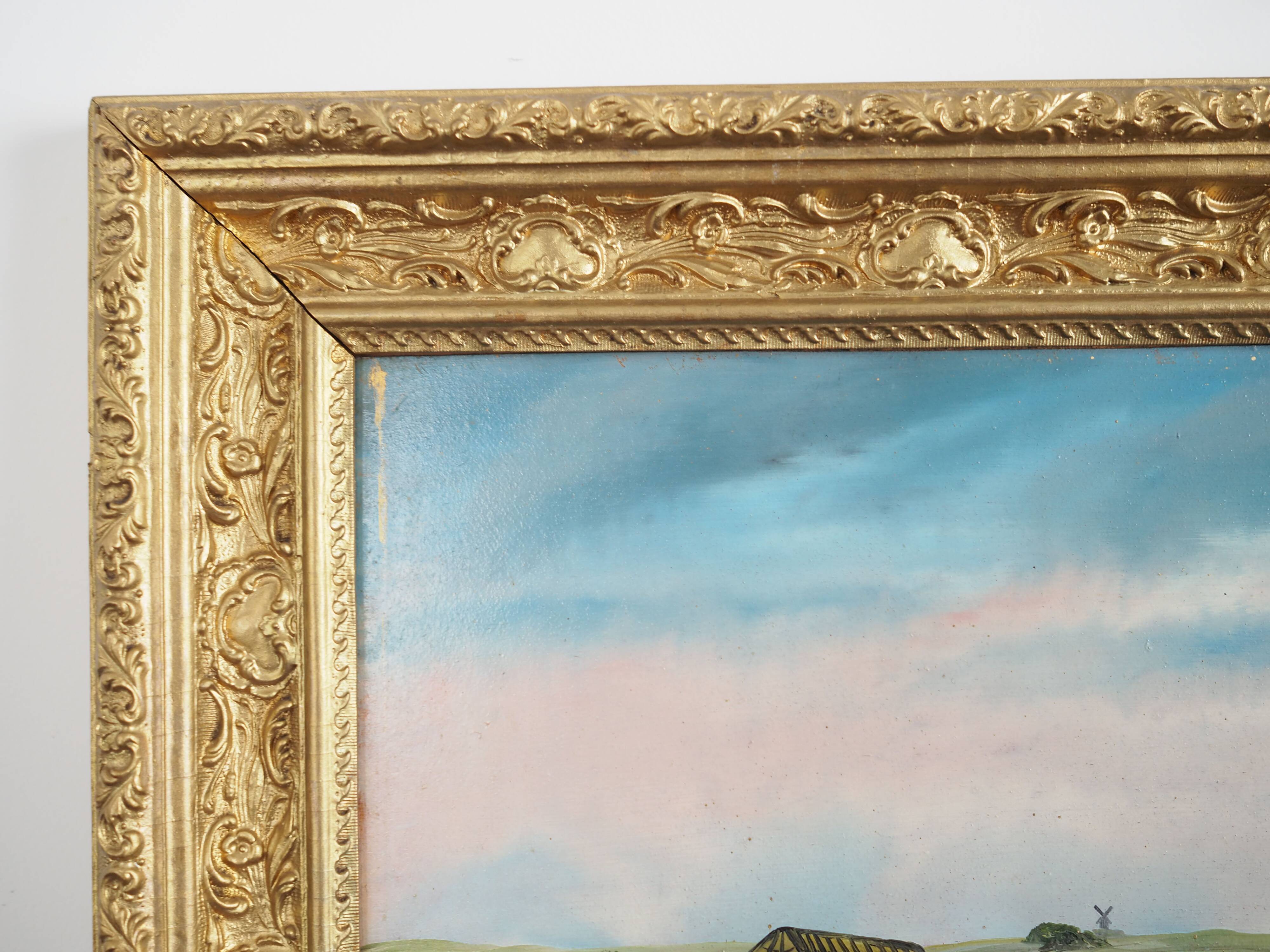 Painting "The Farm”, Scandinavian design, 1970s