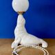 Vintage seal lamp in white ceramic and opaline.