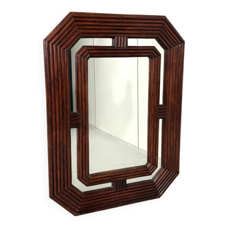 Large dark rattan mirror 1970’s