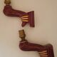 Pair of art deco sconces in bordeaux and gold ceramics