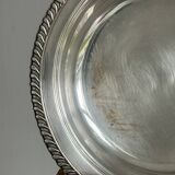 Antique round salad bowl or dish in shiny silver metal