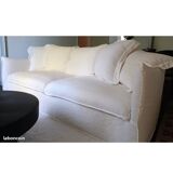 White washed linen sofa