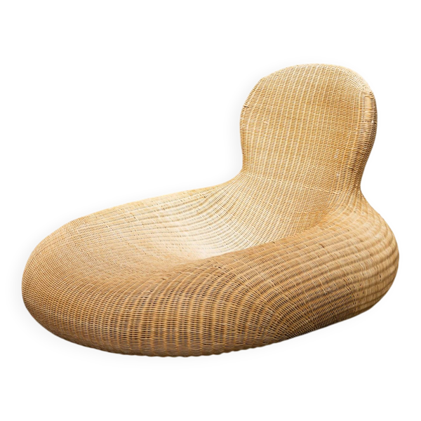 Grand fauteuil relax IKEA en rotin des années 2000