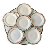 set of 6 flat plates Terre de Fer St Amand model "Molière" XXth