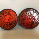Pair of red speckled ceramic trivets
