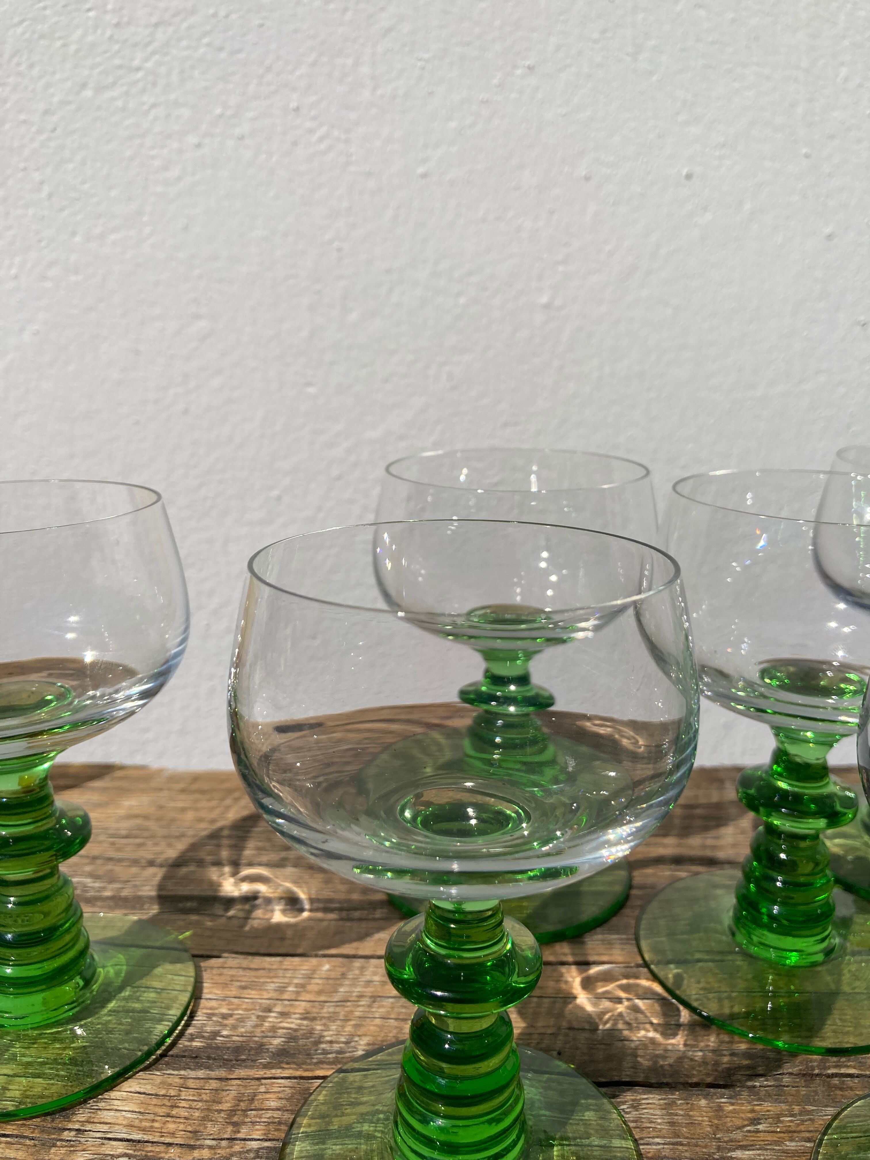 7 Alsatian crystal wine glasses