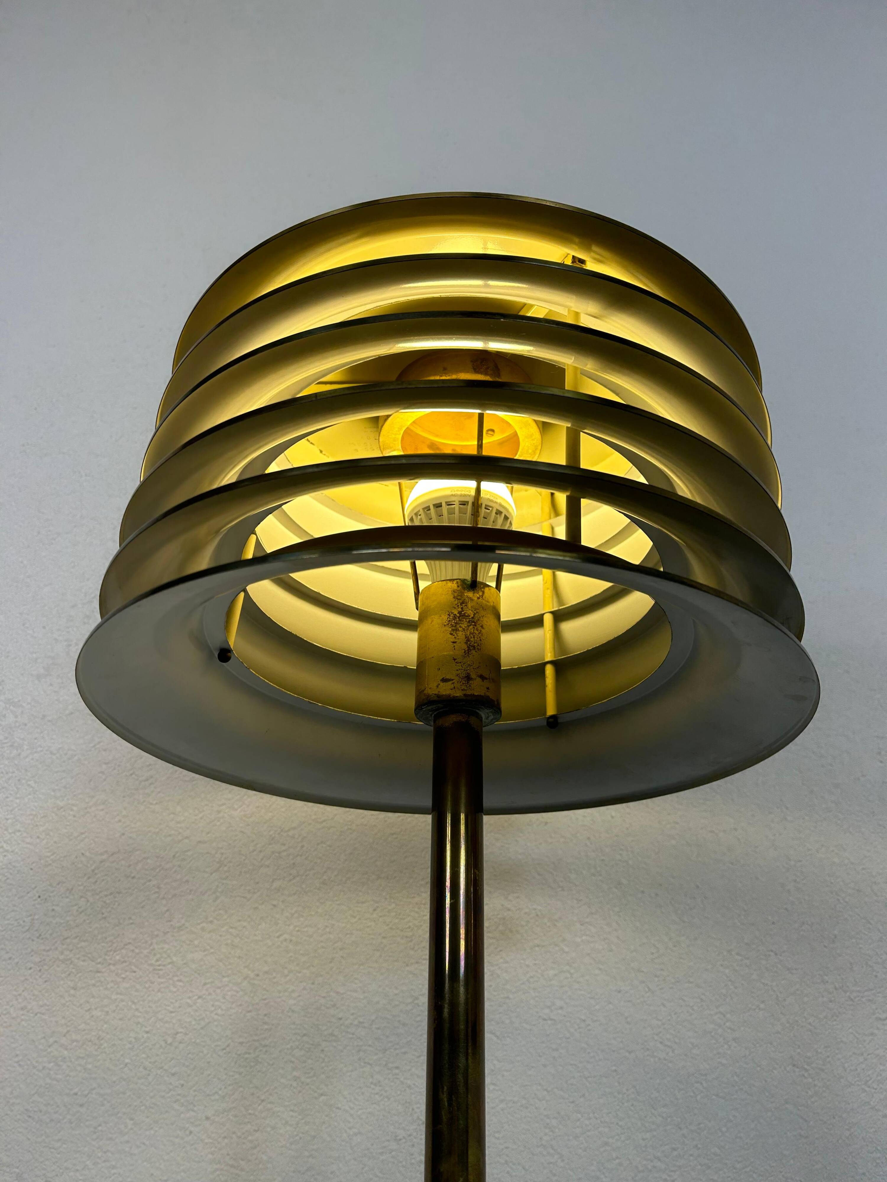 Brass floor lamp designed in the mid-century by Kari Ruokonen for Lynx Finland.