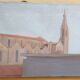 Oil painting on canvas Florence view of Santa Maria Novella early 1900