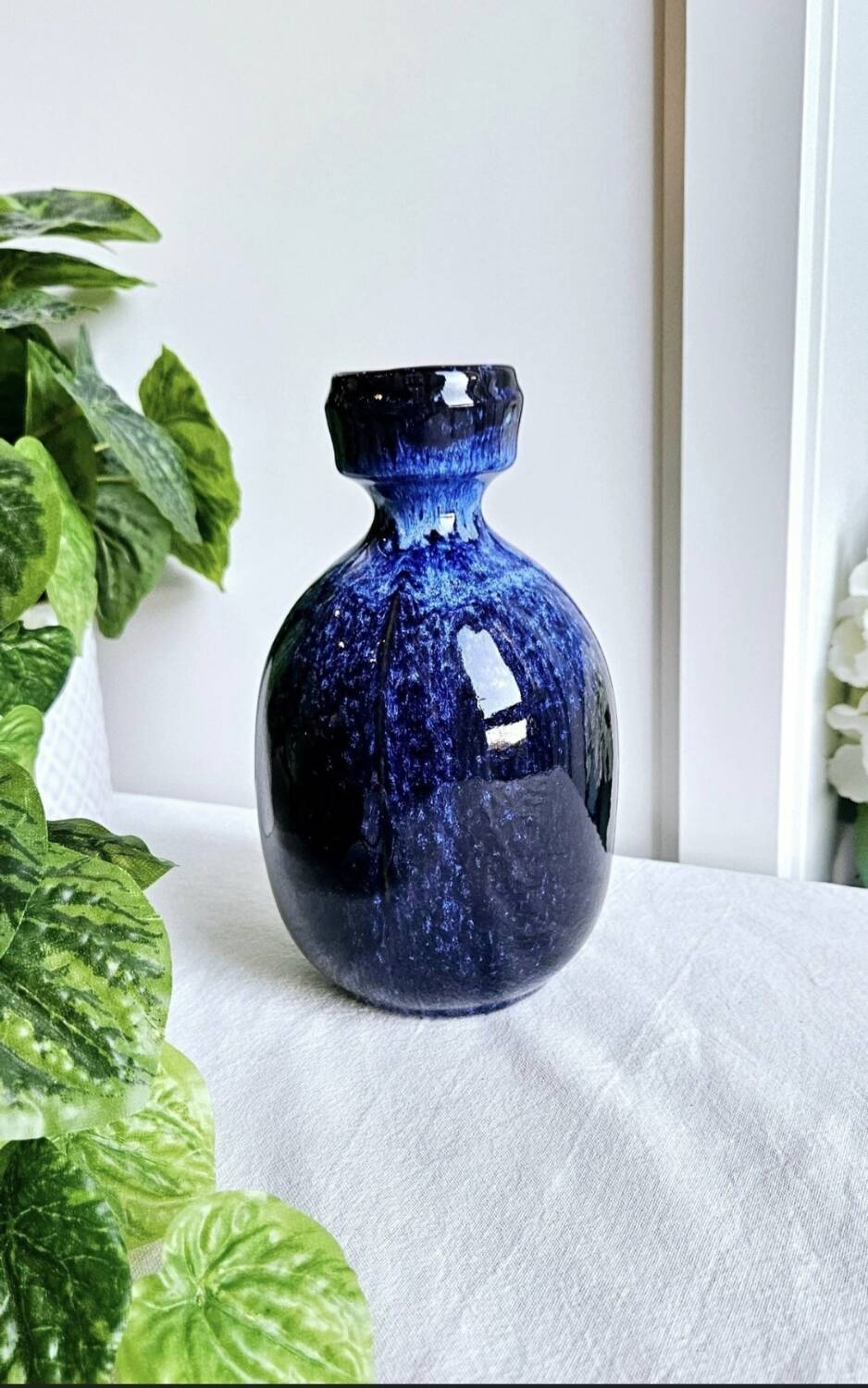 Vintage Blue Ceramic Vase by Jie in Sweden