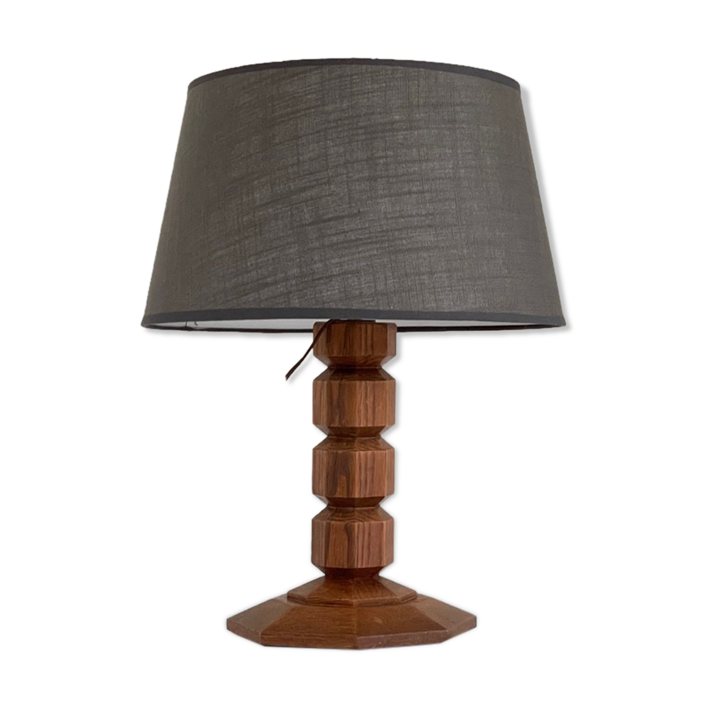 Art deco solid oak lamp