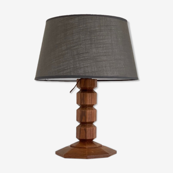 Art deco solid oak lamp