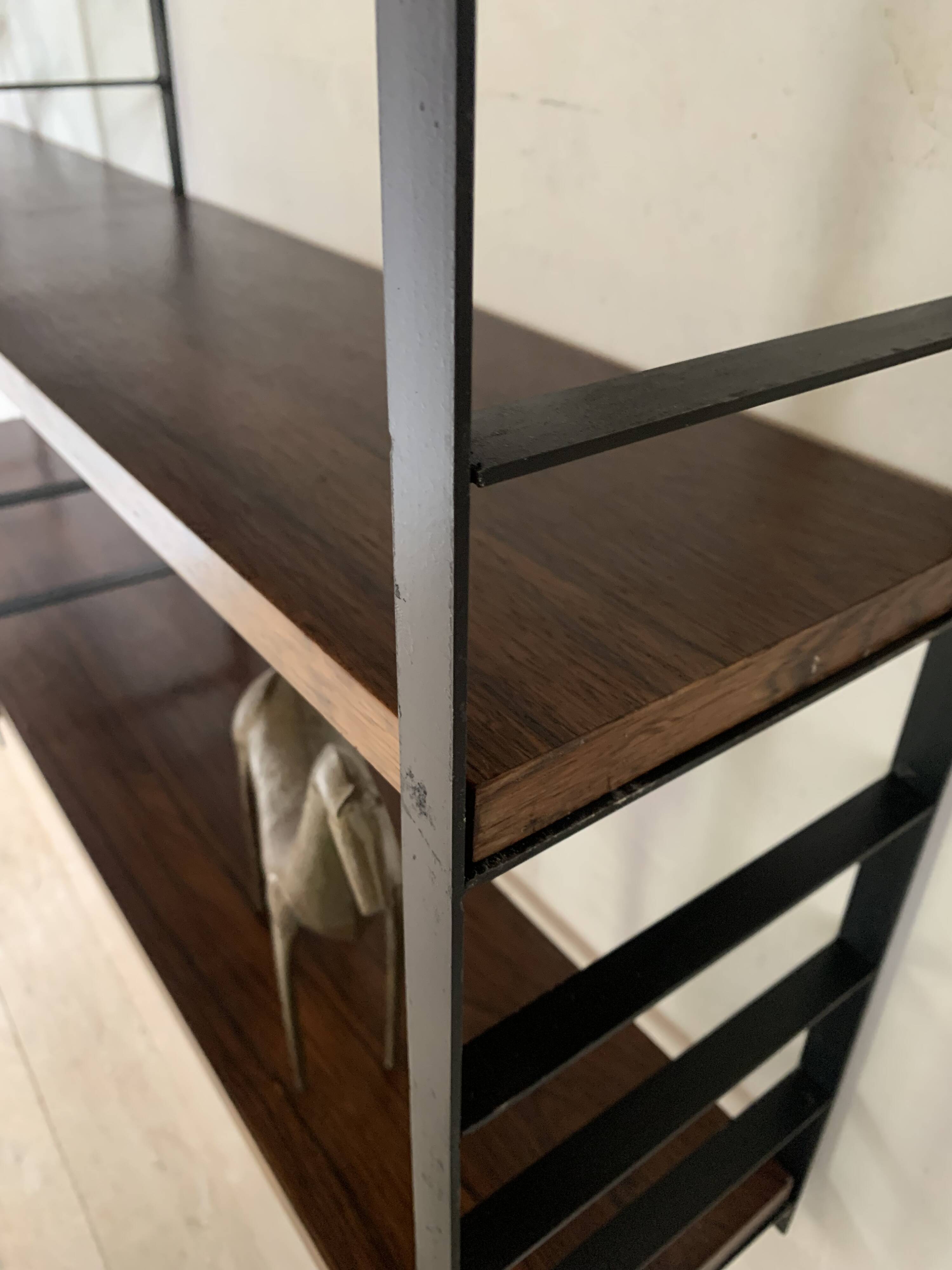 Vintage wall-mounted bookcase shelves in Rio rosewood