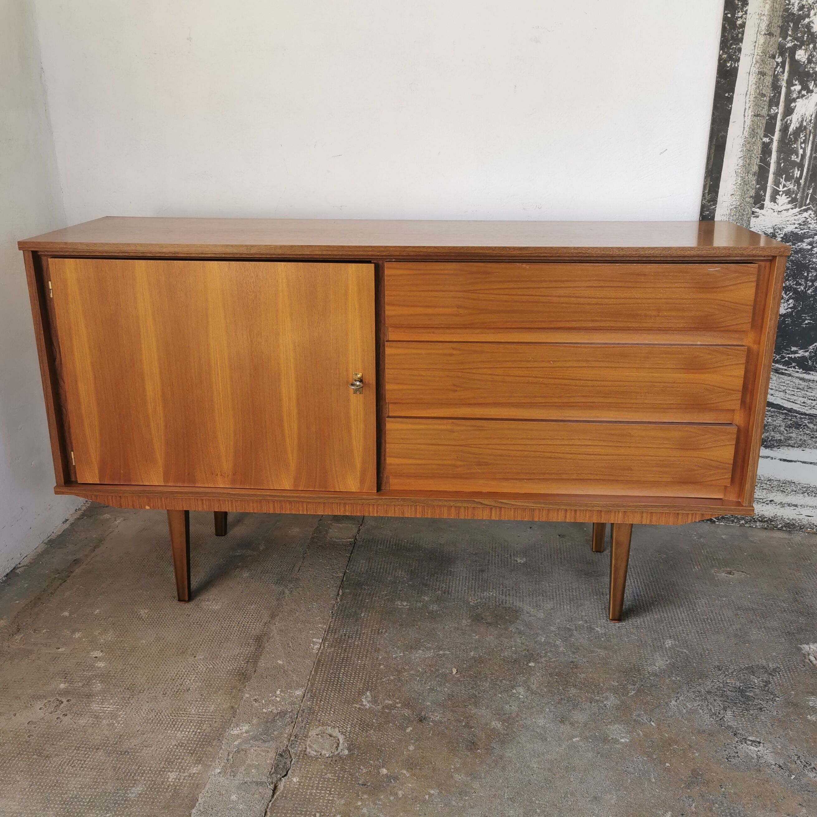 Vintage enfilade, walnut veneer 1970
