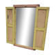 Old polychrome Burmese teak window with interior mirror.