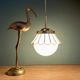 Globe pendant light and vintage lampshade in opaline and mother-of-pearl