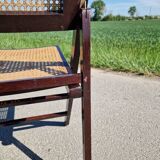 Set of 2 folding chairs in wood and cane.
