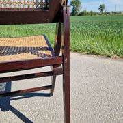 Lot de 2 chaises pliantes en bois et cannage