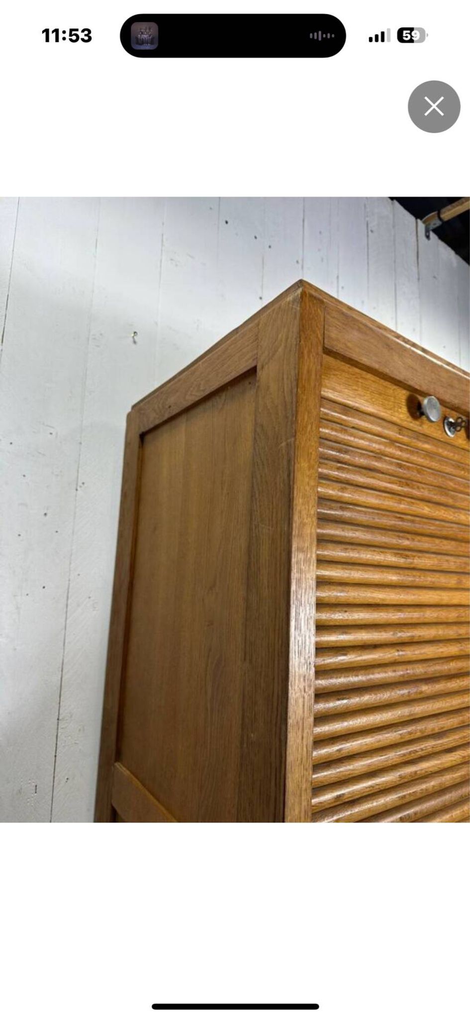 Vintage wooden curtain cabinet – antique office furniture