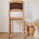 Chaise ancienne rénovée – bois sculpté et dossier vert