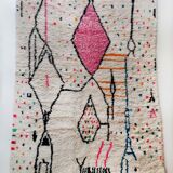 Moroccan Berber carpet Azilal ecru with colorful patterns 290x185cm