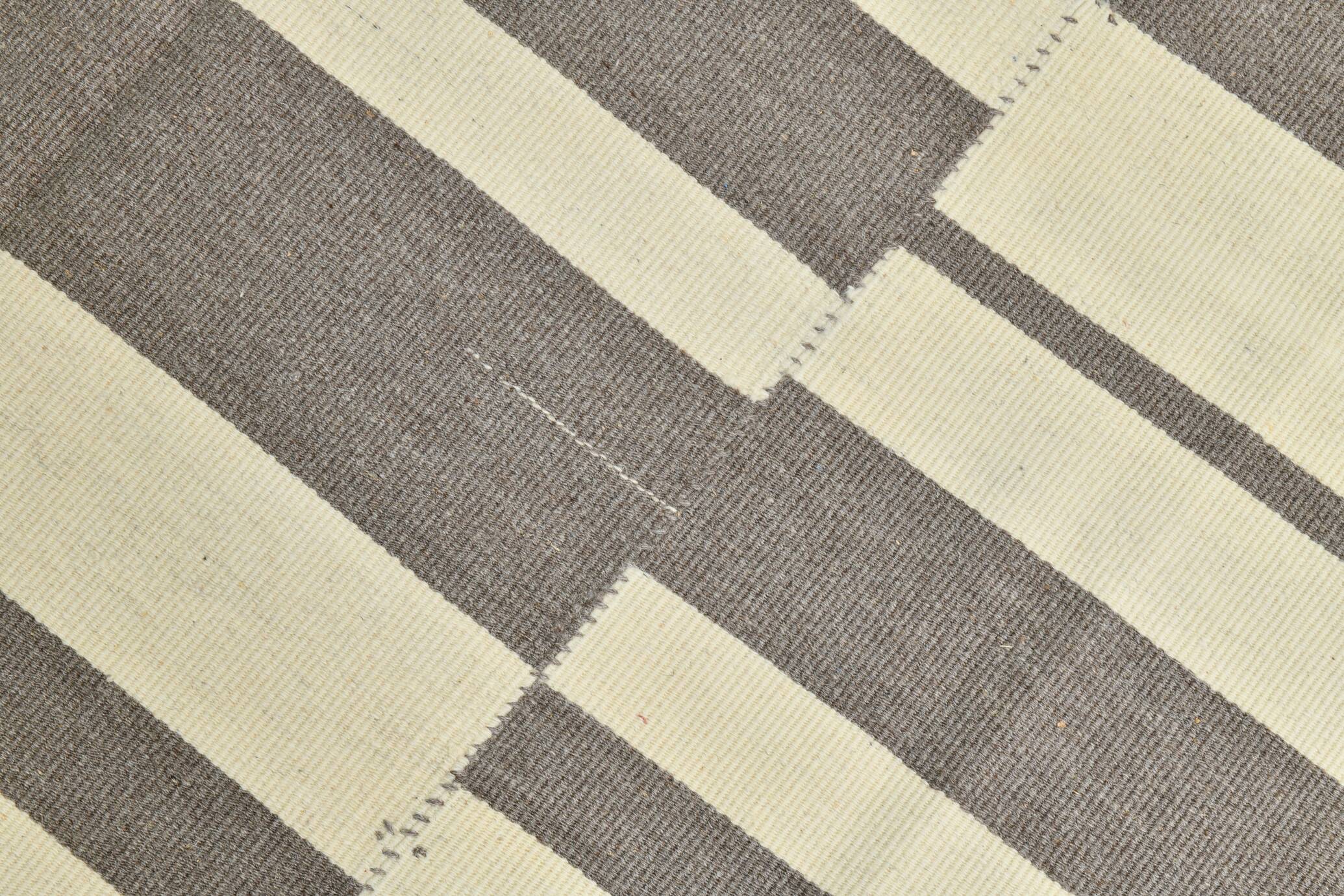 Modern Beige Grey Vintage Kilim Rug, 204x278Cm