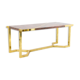 Table in gilded brass and pink granite, Italy, circa 1970