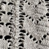 White cotton bedspread - throw with geometric chevron pattern