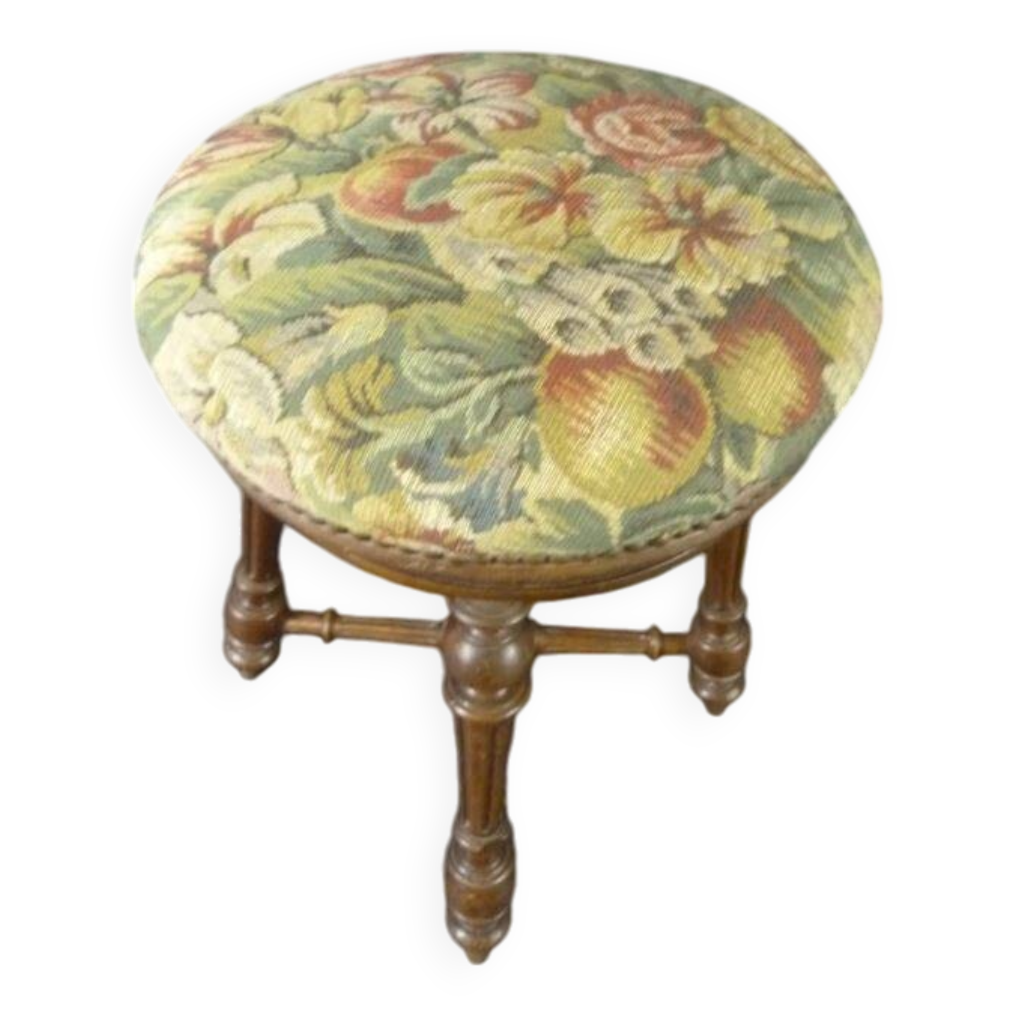 Old upholstered piano stool
