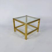 Hollywood Regency Brass and Glass Side Table, 1970s