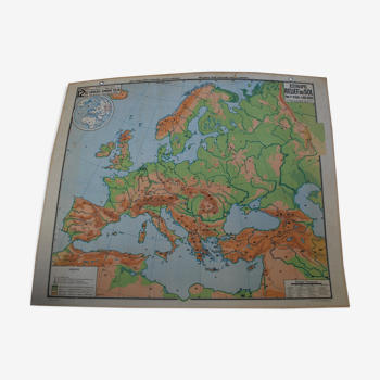 Carte scolaire de géographie Armand Colin : Europe Relief du Sol