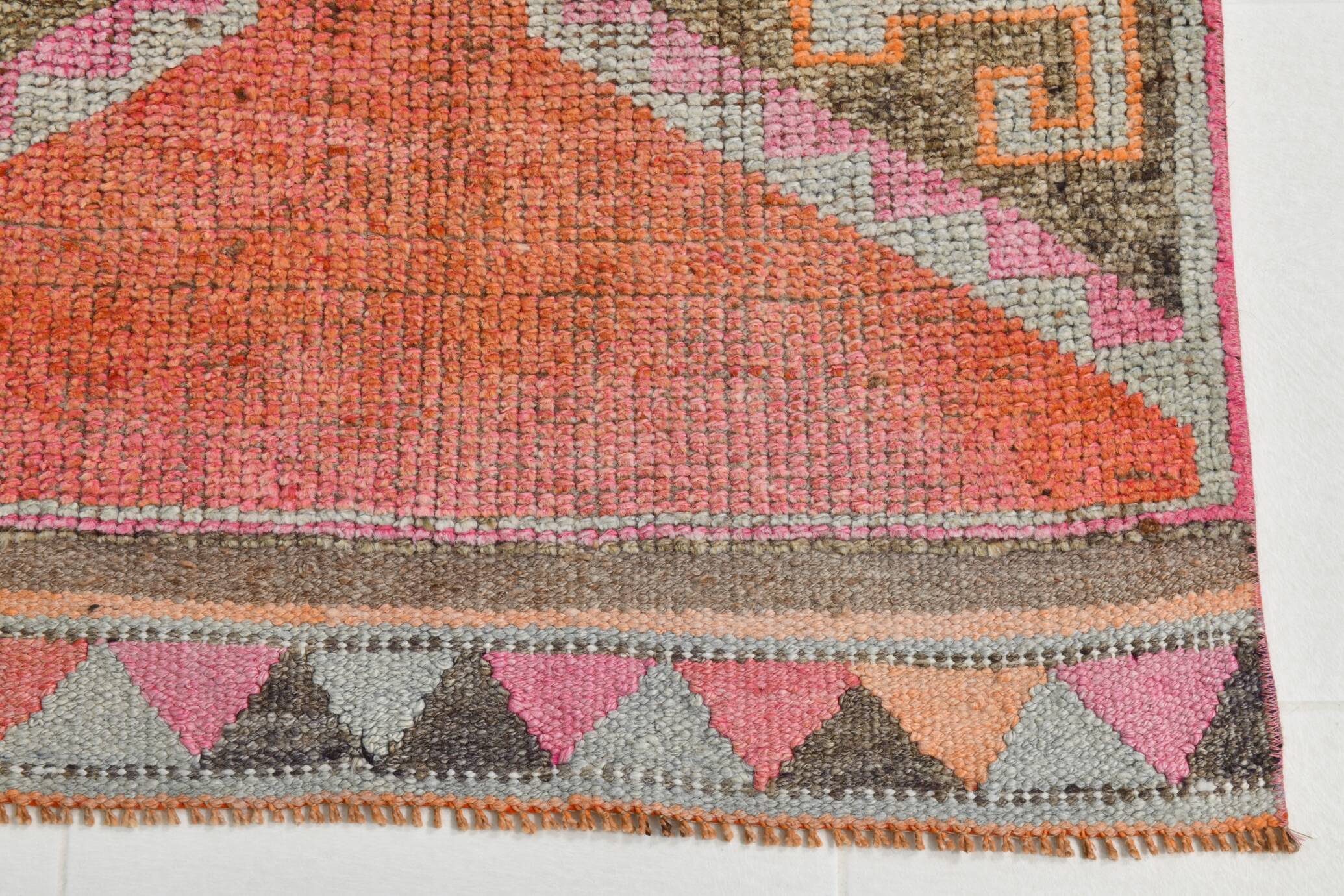 3x11 Shades Of Pink Antique Runner Rug, Handmade Runner Rug, 96x329Cm