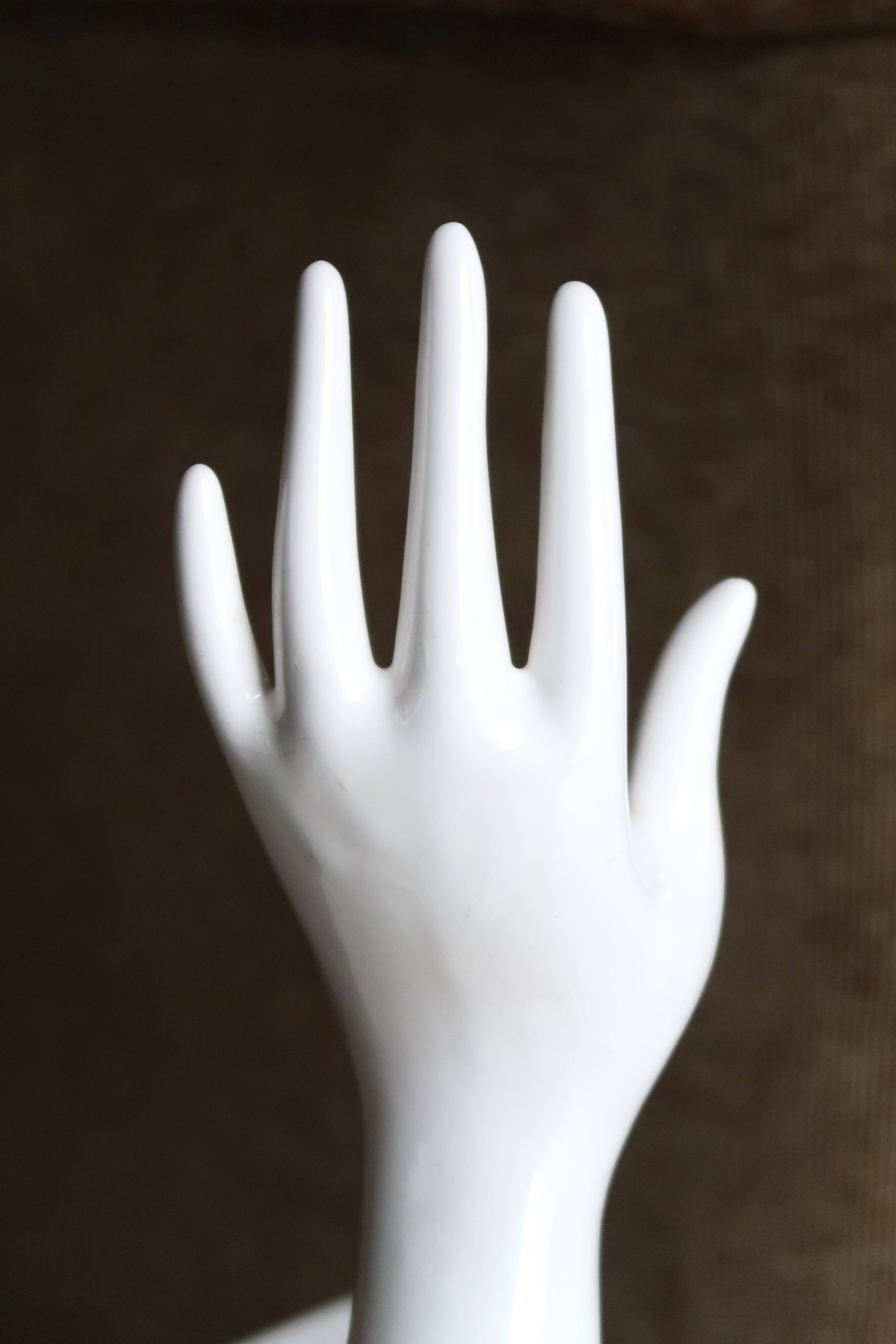 Hand baguier or vase, white porcelain, 70s