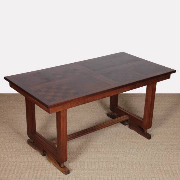 Wood and brass dining table, French craftsmanship, 1940.