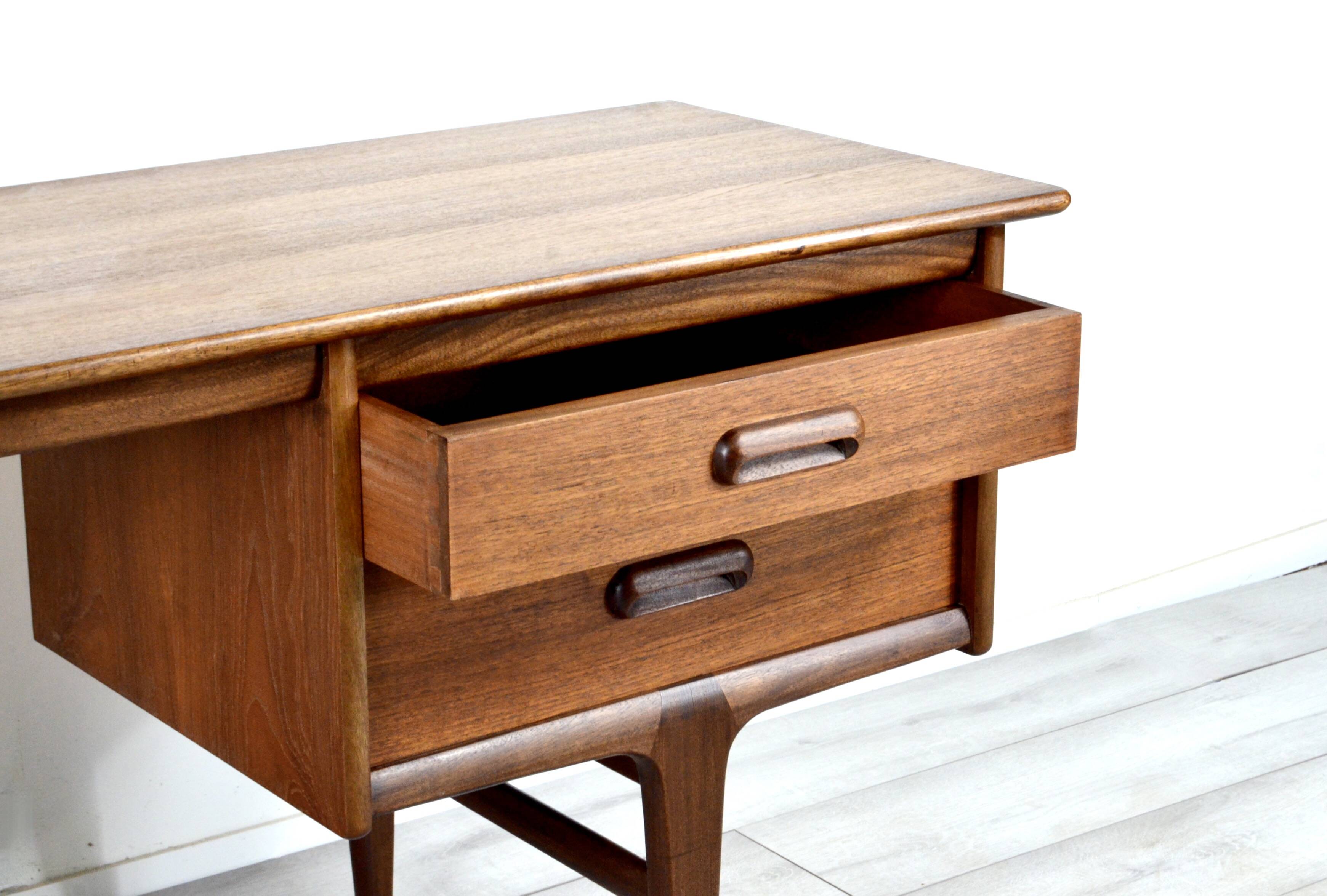 Midcentury Afromosia Desk From A. Younger Designed By John Herbert. Vintage