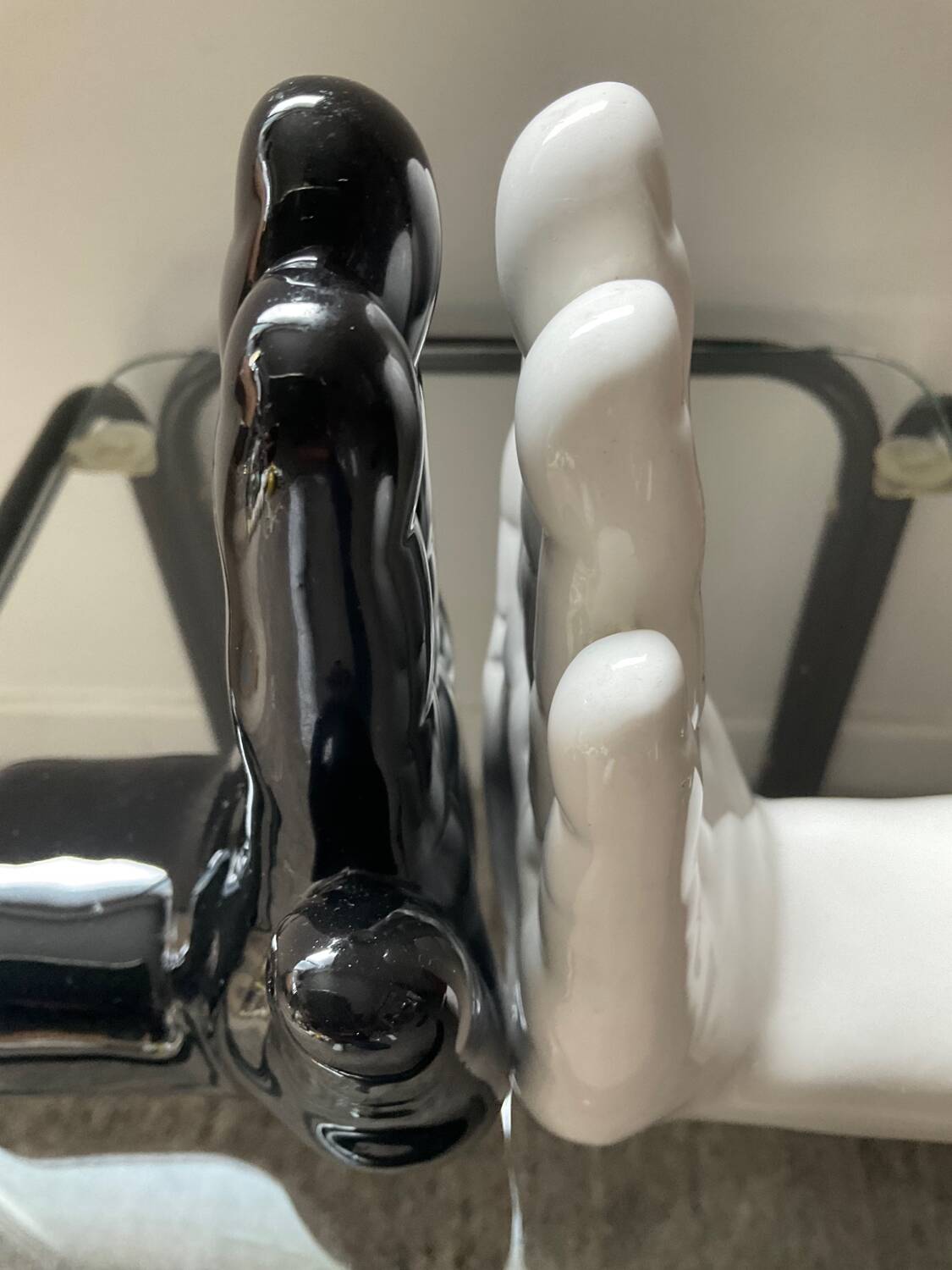 Pair of ceramic Hands bookends from the 70s