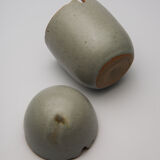 ovoid box in stoneware and cracked celadon varnish