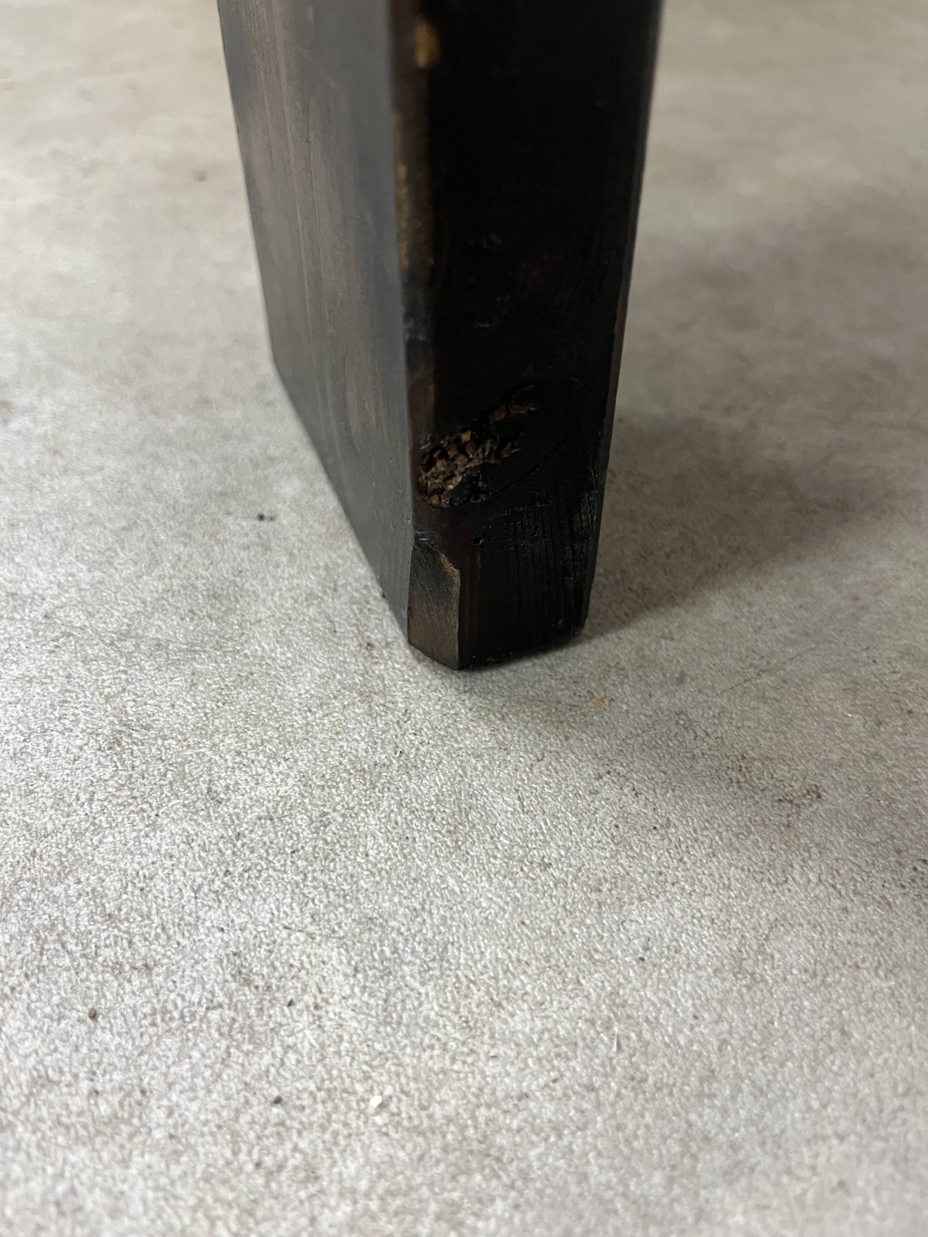 Living room sofa and brutalist armchairs in leather and wood, 70s, chalet style