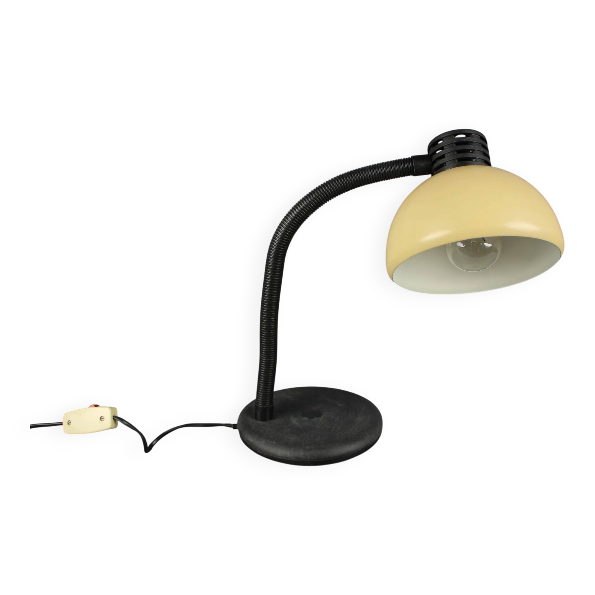 1970s Hungarian Gooseneck Desk Lamp, Cappuccino Mid Century Table Light