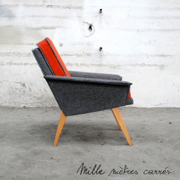 Chair completely renovated vintage (wood, fabric, trim).