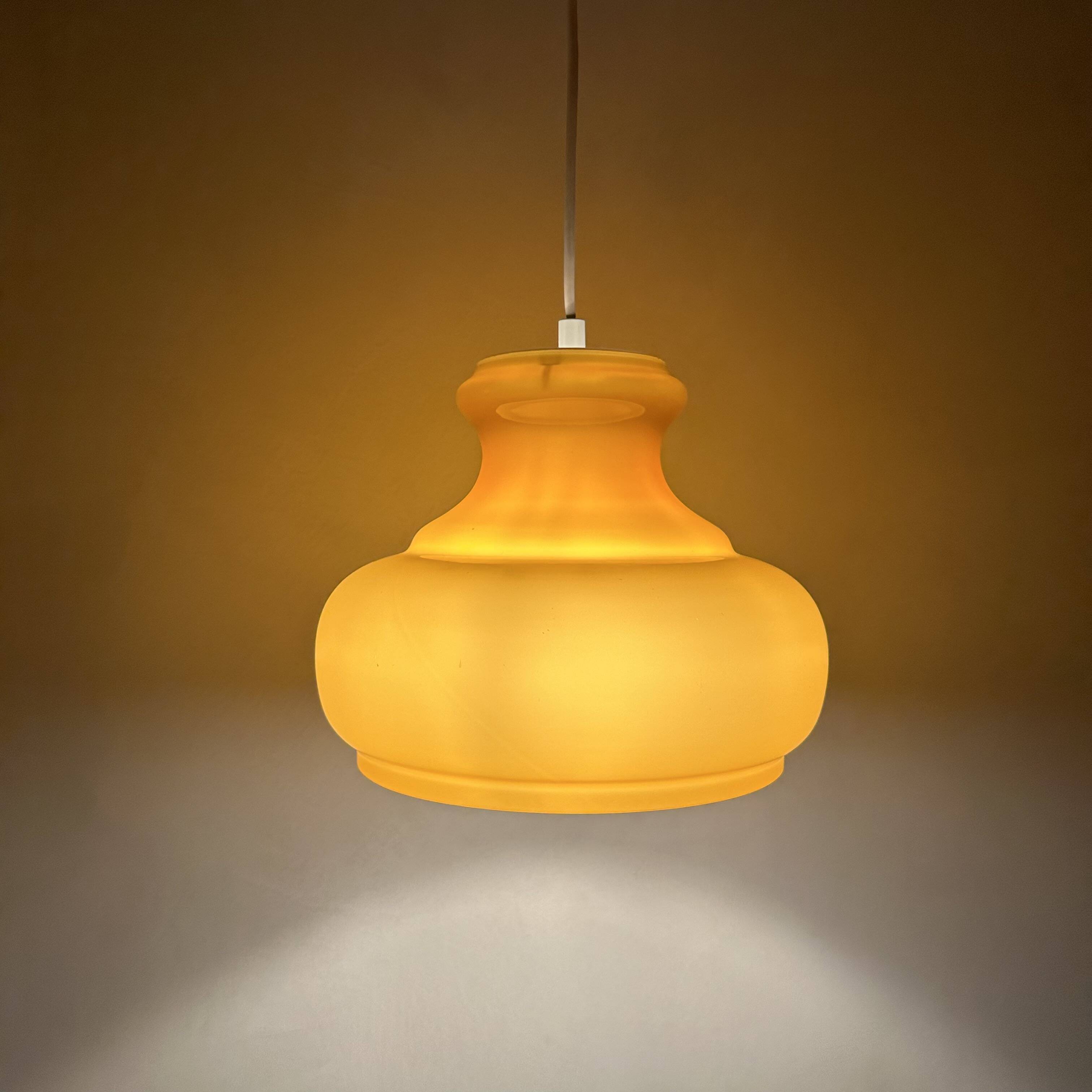 Vintage hanging lamp brown, pendant light, 70's interior