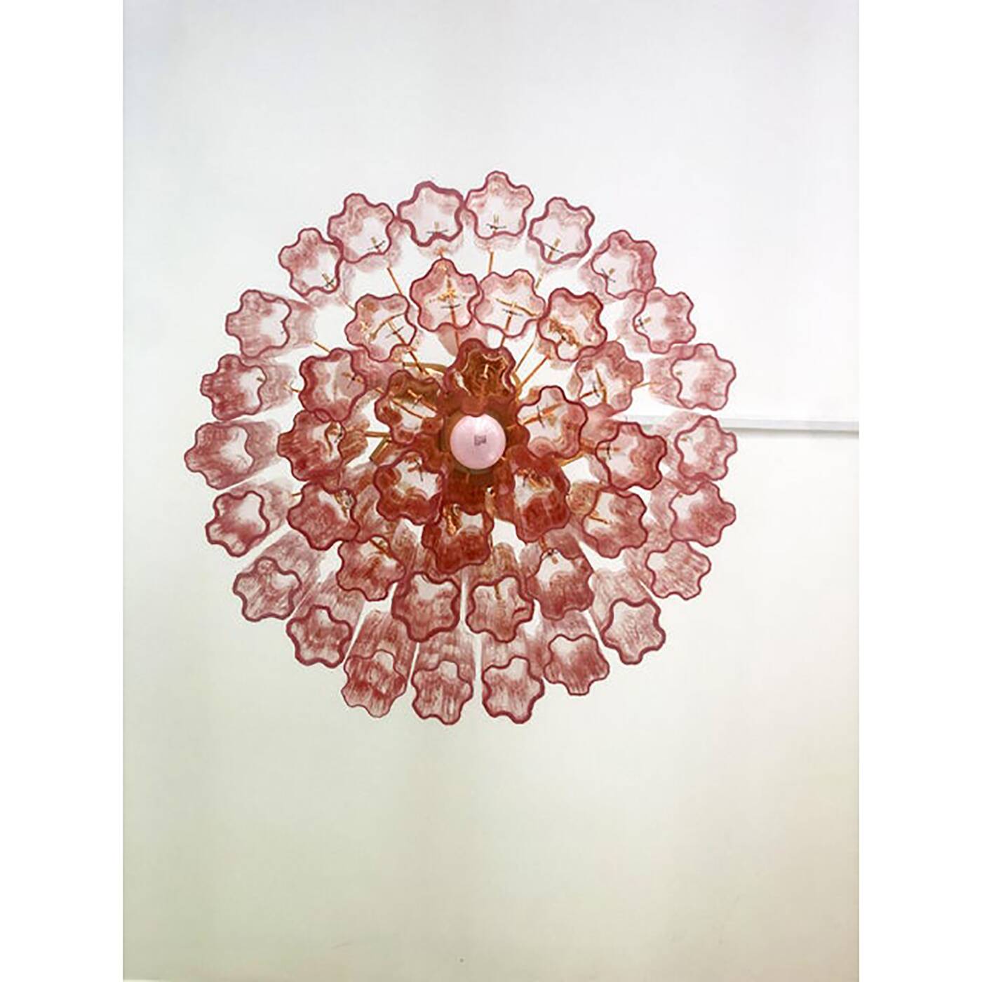 Contemporary Scenographic Pink “Tronchi” Murano Glass Chandelier