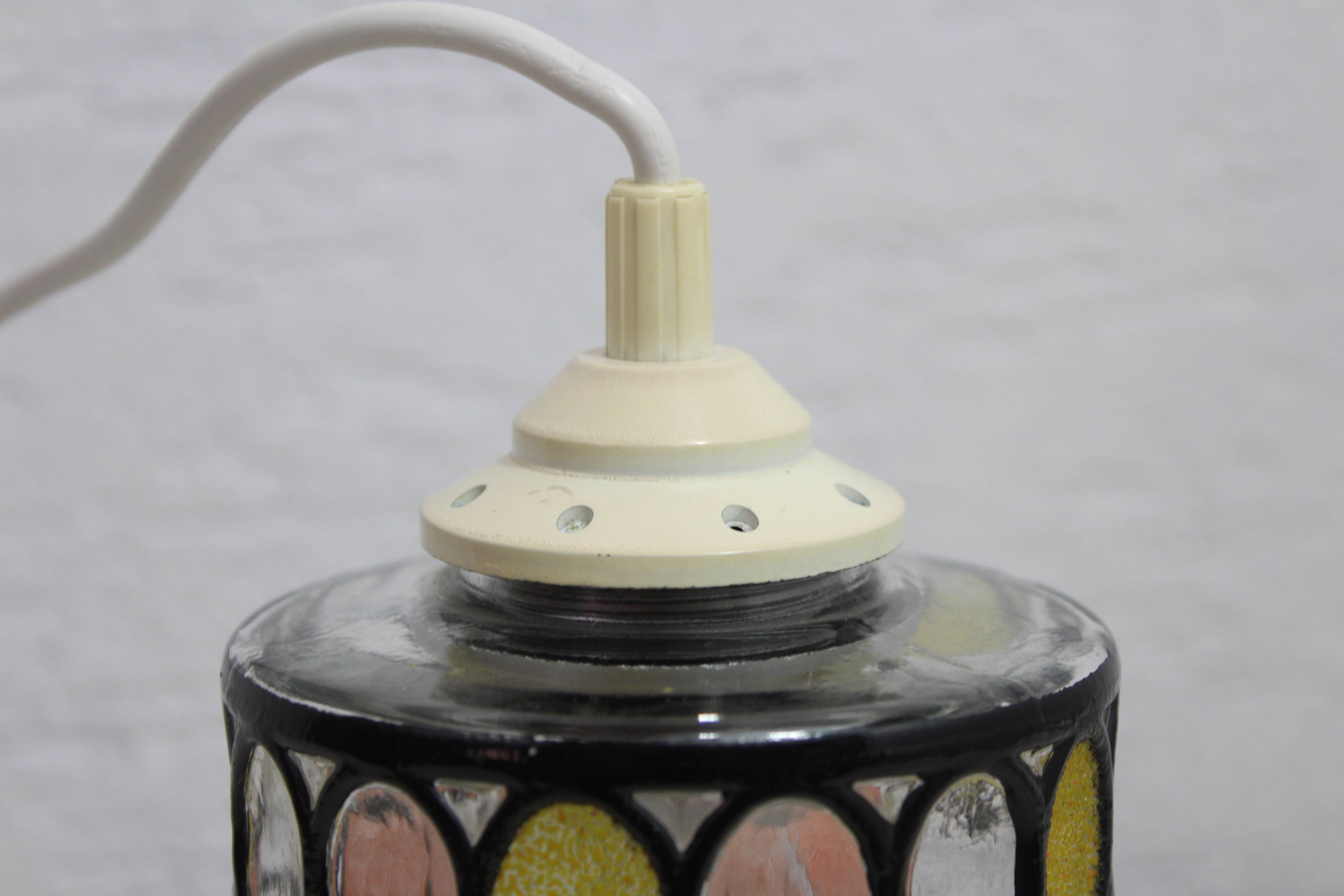 Colored glass pendant light