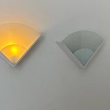 Pair of vintage metal and sandblasted glass wall lights, France 1970