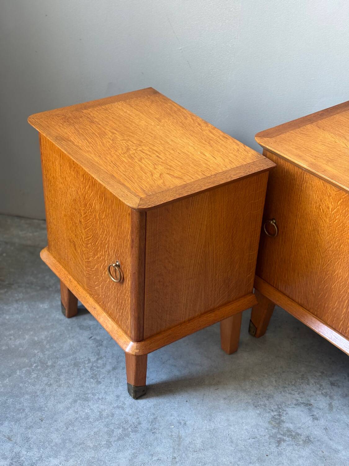Pair of vintage light wood bedside tables
