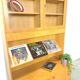 Tall LP display cabinet with glass doors and magazine shelf from Sweden