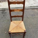 Solid wood dining chair with straw seat