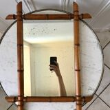 barber mirror style bamboo beech wood early twentieth century